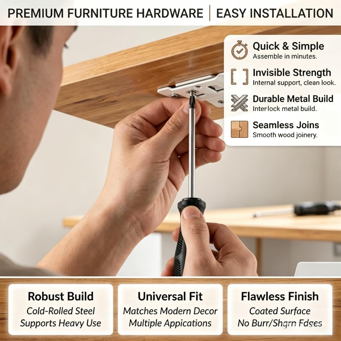 Quick Fitting Furniture Joint Bracket（10pack）