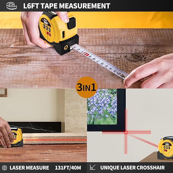 Laser Rangefinder Tape Measure 197ft