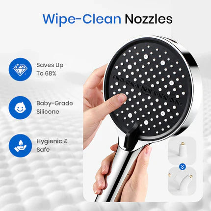 High pressure Silicone Rainfall Shower Head,7-Spray Mode