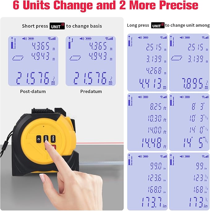 Laser Rangefinder Tape Measure 197ft