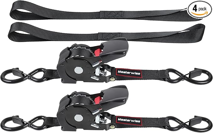Retractable Ratchet Tie Down Straps（2pcs）