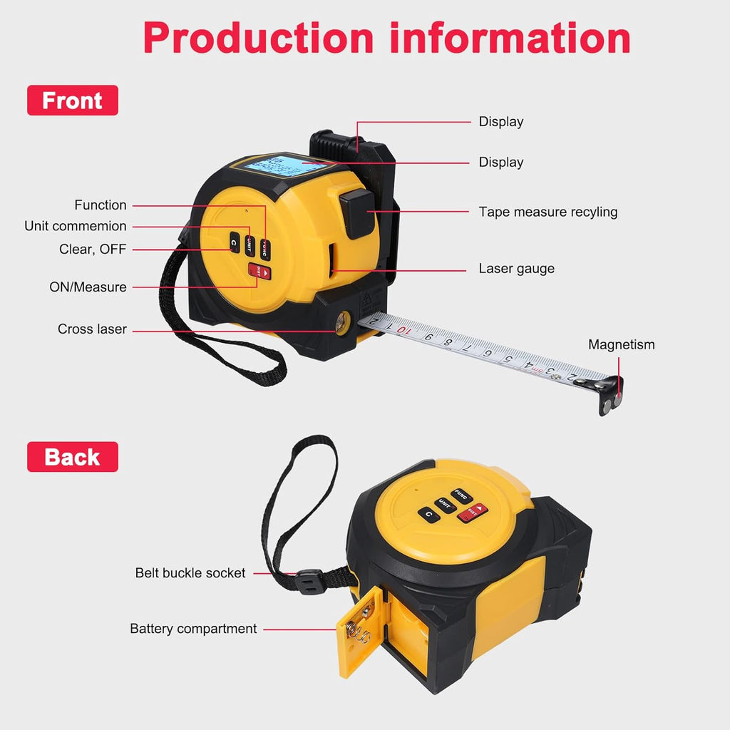 Laser Rangefinder Tape Measure 197ft